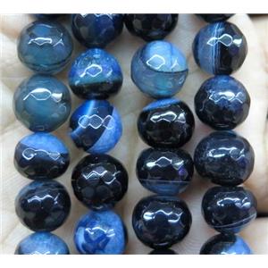 blue druzy Agate beads, faceted round, approx 10mm dia