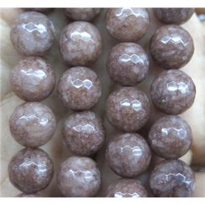 Agate beads, faceted round, coffee, approx 10mm dia