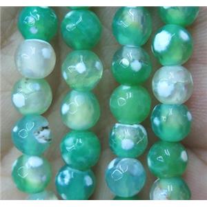 green fire Agate bead, faceted round, approx 6mm dia