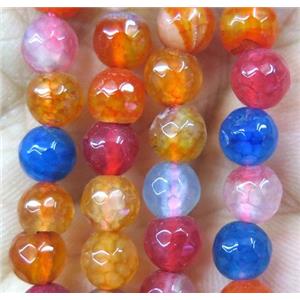 mix Agate bead, faceted round, approx 6mm dia