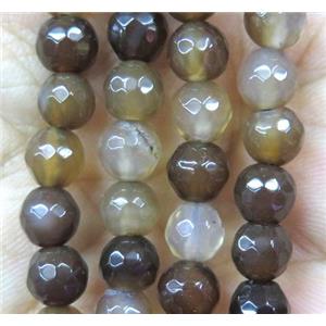 coffee Agate bead, faceted round, approx 6mm dia