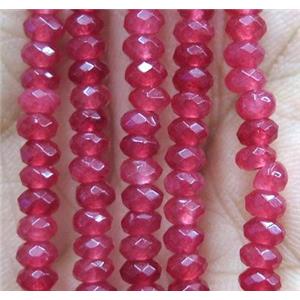 ruby jade bead, faceted rondelle, approx 2x4mm