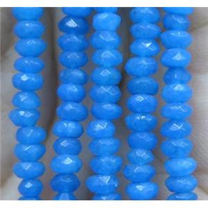 blue jade bead, faceted rondelle, approx 2x4mm
