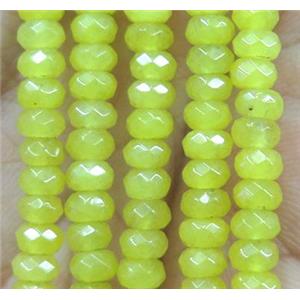 olive jade bead, faceted rondelle, approx 2x4mm