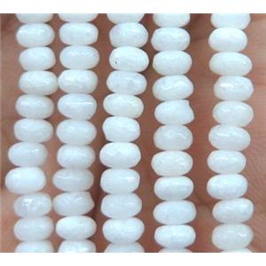 white jade bead, faceted rondelle, approx 2x4mm