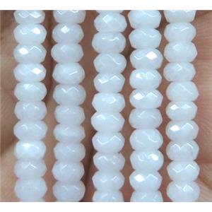 white jade bead, faceted rondelle, approx 2x4mm