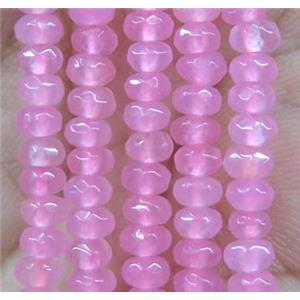pink jade bead, faceted rondelle, approx 2x4mm