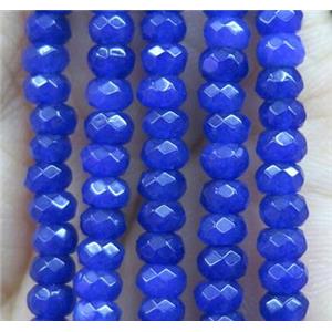 royal blue jade bead, faceted rondelle, approx 2x4mm