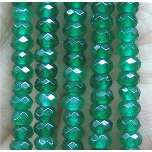 green jade bead, faceted rondelle, approx 2x4mm