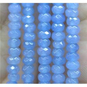 lt.blue jade bead, faceted rondelle, approx 2x4mm