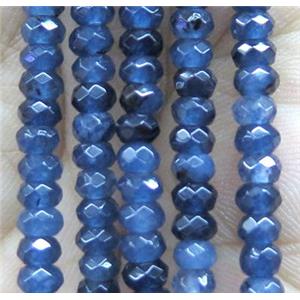 ink-blue jade bead, faceted rondelle, approx 2x4mm