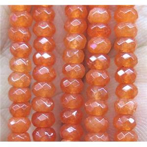 orange jade bead, faceted rondelle, approx 2x4mm