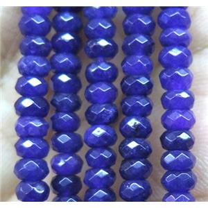 deep blue jade bead, faceted rondelle, approx 2x4mm