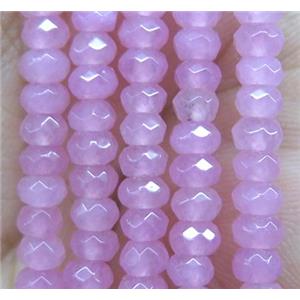 pink jade bead, faceted rondelle, approx 2x4mm