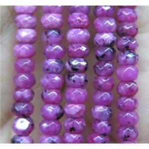 hotpink jade bead, faceted rondelle, approx 2x4mm