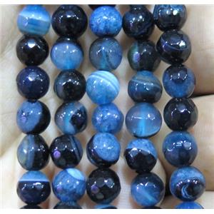 blue druzy agate beads, faceted round, approx 6mm dia