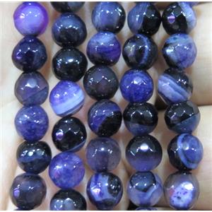 purple druzy agate beads, faceted round, approx 10mm dia