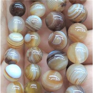 coffee striped agate bead, round, approx 12mm dia