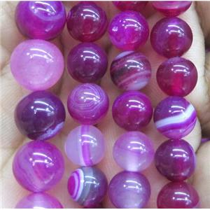 hotpink striped agate beads, round, approx 10mm dia