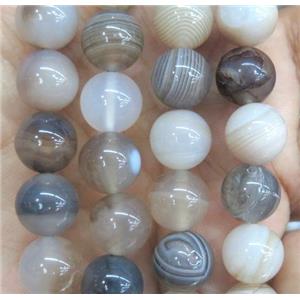 round botswana agate beads, gray dye, approx 14mm dia