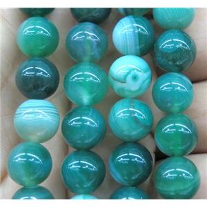 green striped agate bead, round, approx 4mm dia