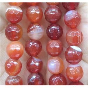 ruby striped agate bead, faceted round, approx 4mm dia