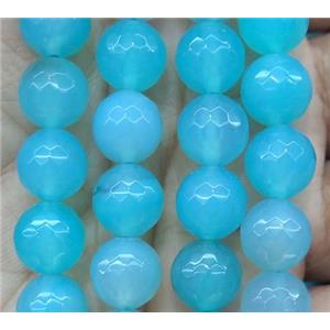aqua agate beads, faceted round, approx 6mm dia