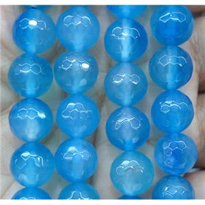 skyblue agate bead, faceted round, approx 6mm dia
