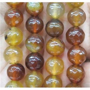 yellow coffee agate bead, faceted round, approx 10mm dia