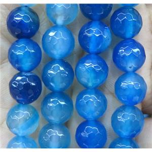 royal blue agate bead, faceted round, approx 8mm dia