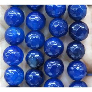 deep blue agate bead, faceted round, approx 4mm dia