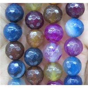 faceted round agate beads, mix color, approx 4mm dia