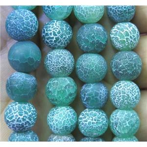green frosted Crackle Agate Stone beads, round, approx 10mm dia
