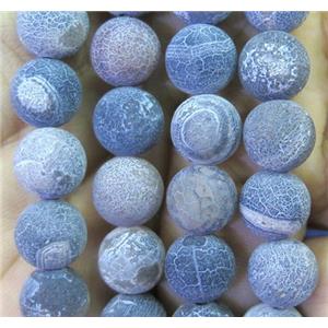 black frosted Crackle Agate Beads, round, approx 12mm dia