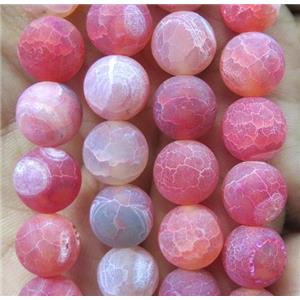 red frosted Crackle Agate Beads, round, approx 12mm dia