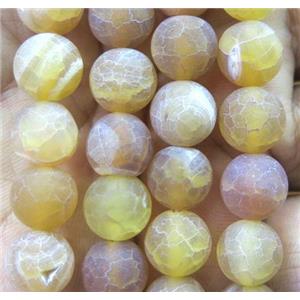 golden frosted Crackle Agate Bead, round, approx 12mm dia