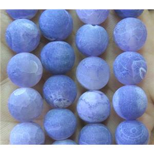 purple frosted Crackle Agate Stone bead, round, approx 8mm dia