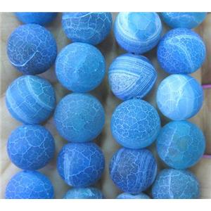 royal blue frosted Crackle Agate Stone beads, round, approx 6mm dia