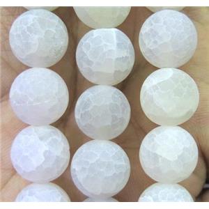 white frosted Crackle Agate Beads, round, approx 10mm dia