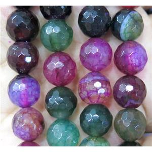 mixcolor agate beads, faceted round, approx 12mm dia