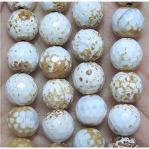 Tibet Agate Stone bead, faceted round, 10mm dia, approx 40pcs per st