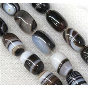 black stripe Agate barrel beads, approx 8x12mm