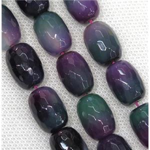 Agate beads, faceted barrel, approx 12x16mm, 24pcs per st