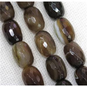 coffee Agate beads, faceted barrel, approx 12x16mm, 24pcs per st