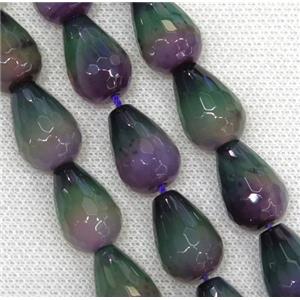 dichromatic Agate beads, faceted teardrop, approx 14x20mm, 19pcs per st