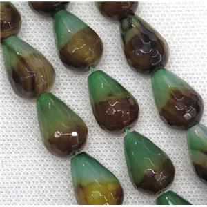 multicolor Agate beads, faceted teardrop, approx 14x20mm, 19pcs per st