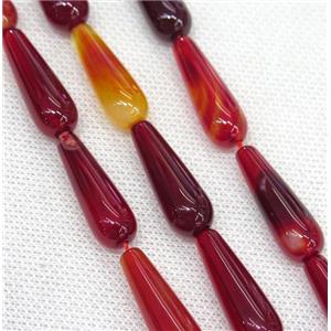 red Agate teardrop beads, approx 10x30mm, 13pcs per st