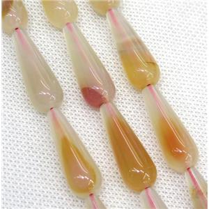 pink Agate teardrop beads, approx 10x30mm, 13pcs per st