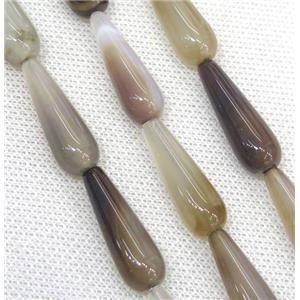 gray Agate teardrop beads, approx 10x30mm, 13pcs per st
