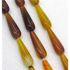 orange Agate teardrop beads, approx 10x30mm, 13pcs per st